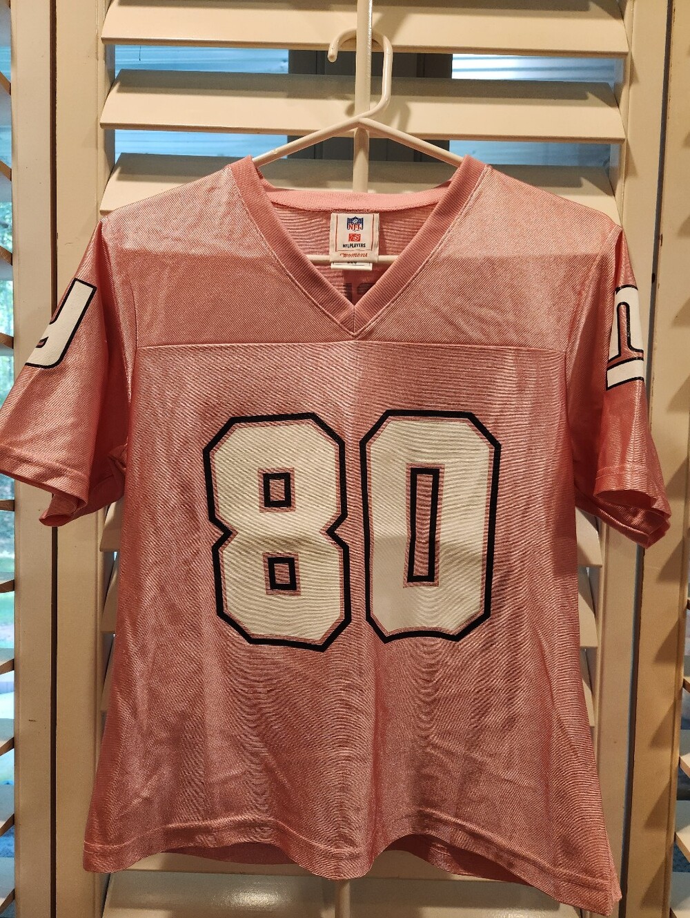 NFL Team Pink #80 Women's Short Sleeve Jersey, Size M